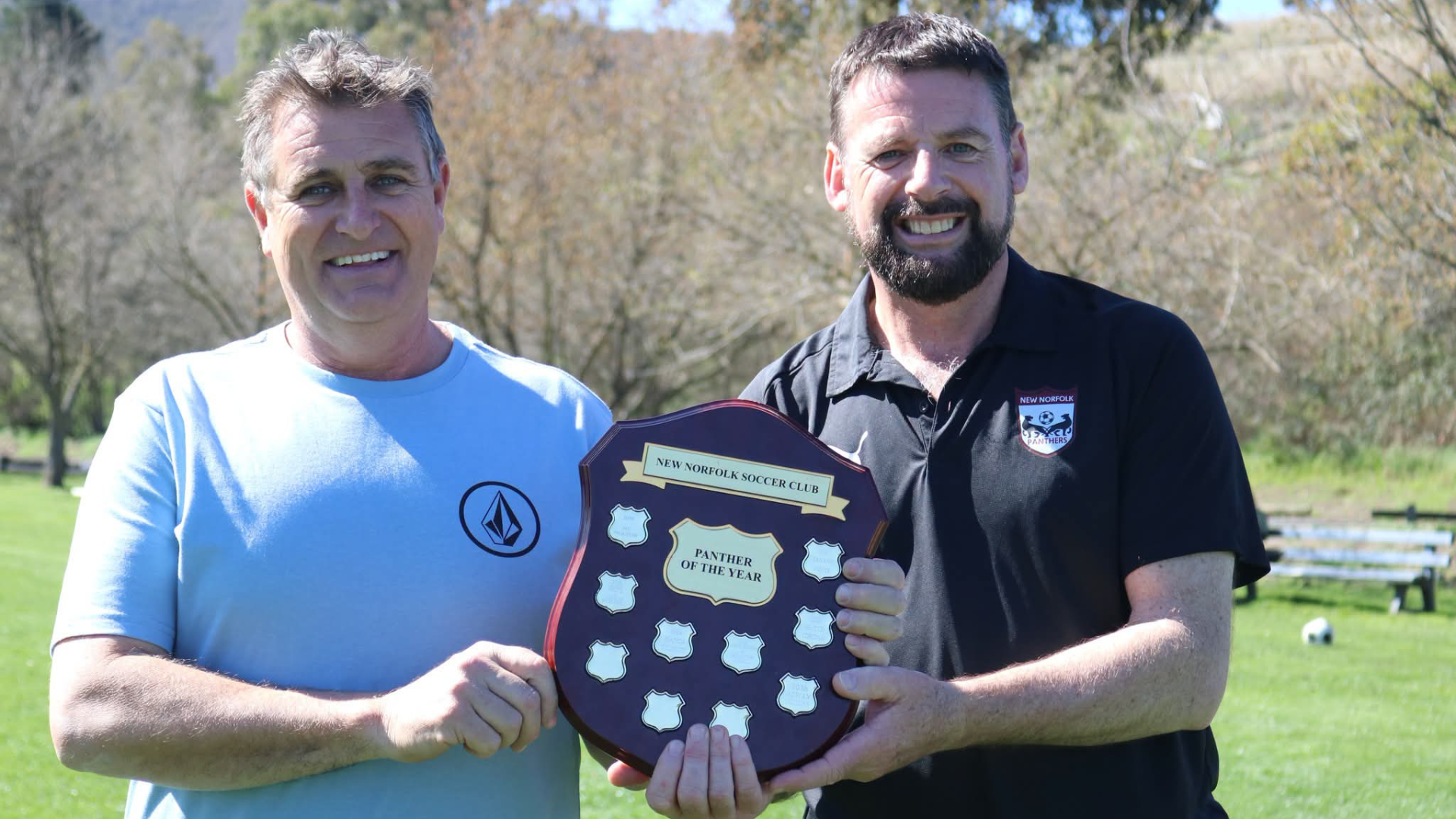 Rowan Collins (left) our 2026 Panther of the Year award, presented by Jason Priest our president.