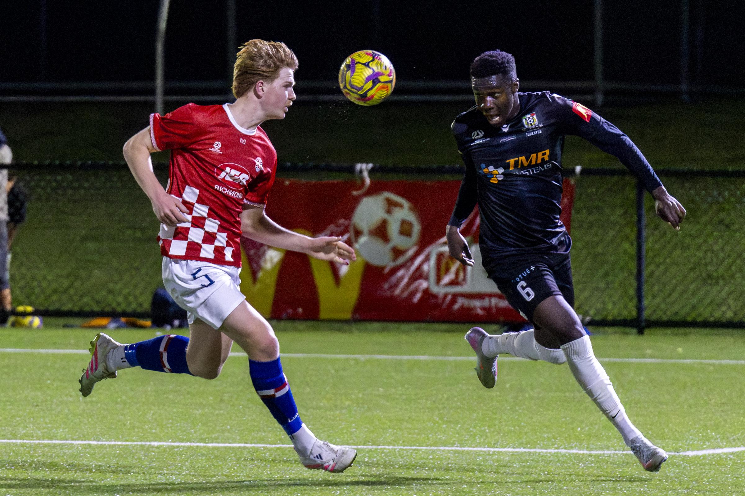 Glenorchy's Jeremiah George in pursuit of Launceston City's Aaron Kidmas. Picture Lisa Creese