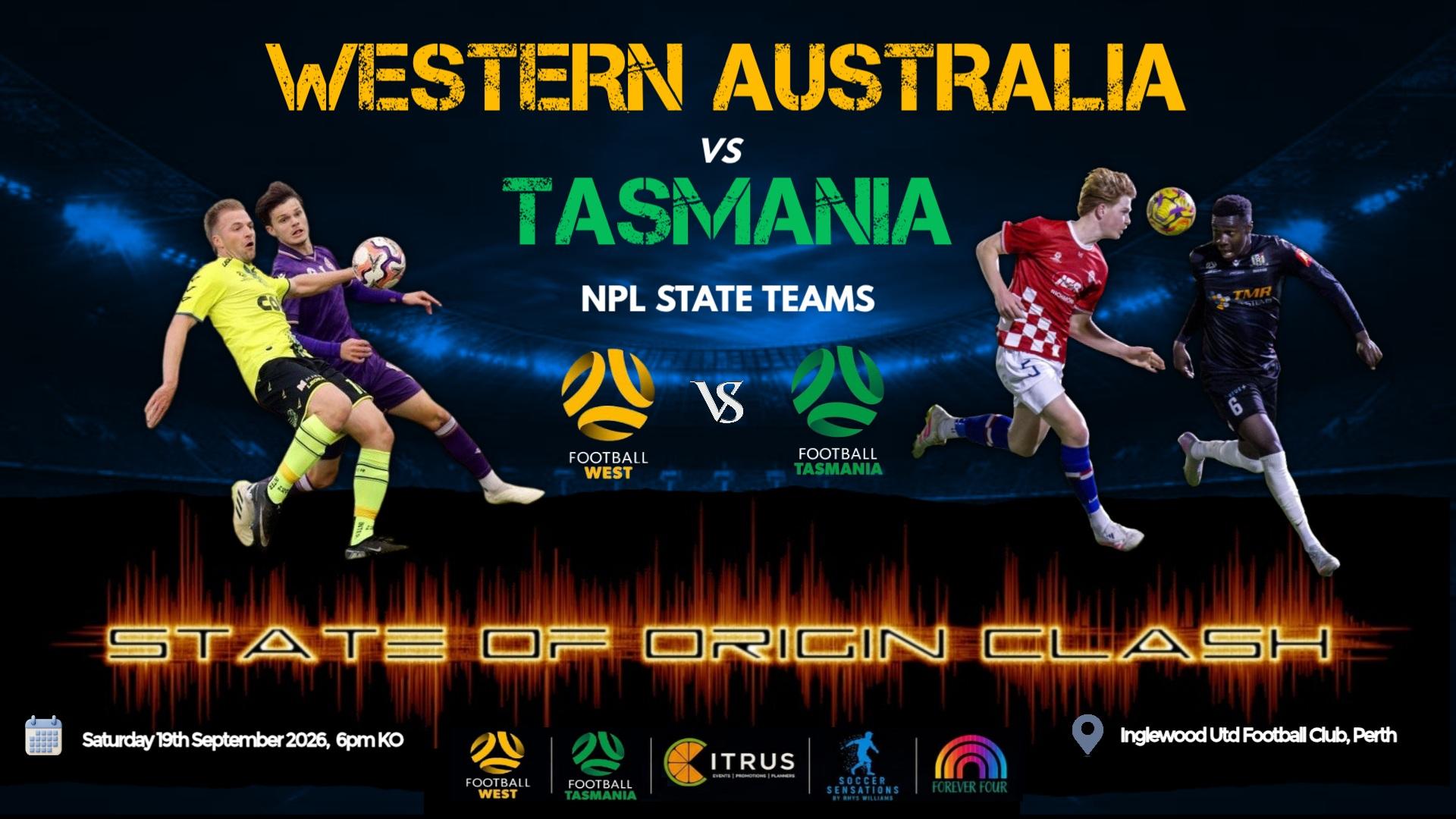 Players from Western Australia and Tasmania advertising a match in Perth on 19 September