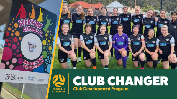 Taroona FC female players celebrating Pride Week
