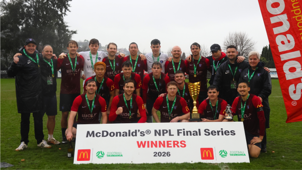 South Hobart celebrate winning the NPL Finals series. Picture Football Tasmania