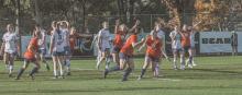 South Hobart celebrate a goal in their 3-1 win against Glenorchy Knights at D'arcy St 