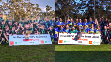 South Hobart and Devonport City Strikers are crowned 2025 champions. Pictures Simon Sturzaker.