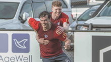 South Hobart's Kobe Kemp celebrates his goal against Devonport. Picture Nikki Long