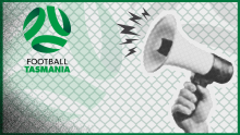 Football Tasmania logo and megaphone
